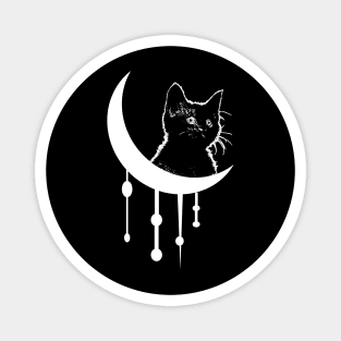 Cat and dripping moon Magnet